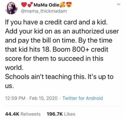 credit card and a kid