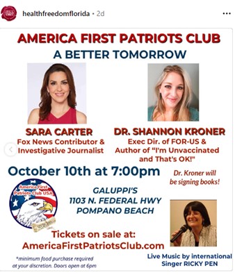 Pompano Beach, Florida - Oct 10, 2023 - America First Patriots Club - A Better Tomorow