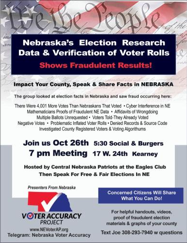 Kearney, Nebraska - Oct 26, 2023 - Voter Accuracy Project Presentation on Election Integrity