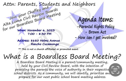 Rancho Cucamonga, California - Nov 6, 2023 - Civil Review Board Meeting