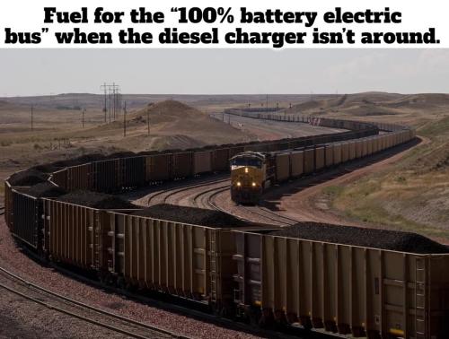 Fuel for the 100 percent battery electric bus when the diesel isn’t around