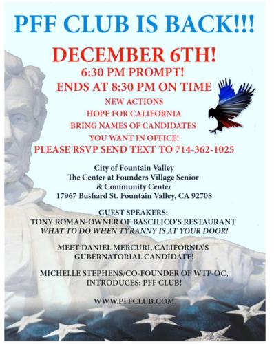 Fountain Valley, California - Dec 6, 2023 - What to do When Tyranny is at Your Door