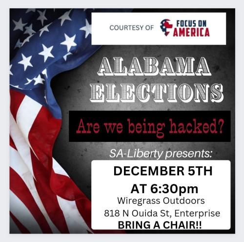 Enterprise, Alabama - Dec 5, 2023 - Alabama Elections - Are we being hacked