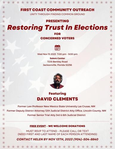 Jacksonville, Florida - Nov 15, 2023 - Restoring Trust in Elections