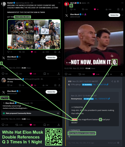 Elon Musk Tweets 3 Q References In One Night - November 22, 2023