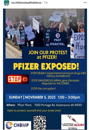 Kalamazoo, Michigan - Nov 5, 2023 - Protest at Pfizer