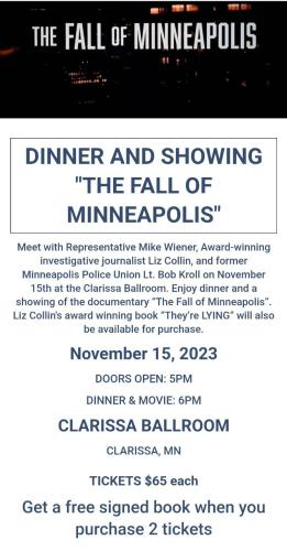 Clarissa, Minnesota - Nov 15, 2023 - The Fall of Minneapolis