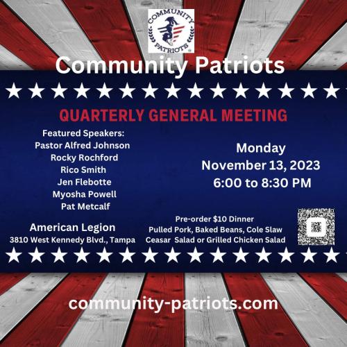 Tampa, Florida - Nov 13, 2023 - Community Patriots Meeting