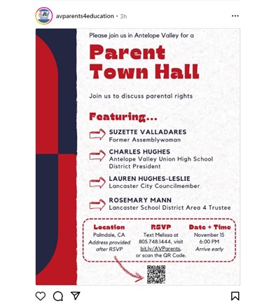 Palmdale, California - Nov 15, 2023 - Parent Town Hall