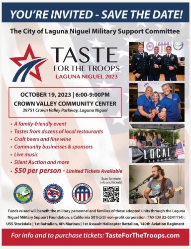 Laguna Niguel, California - Nov 19, 2023 - Taste for the Troops