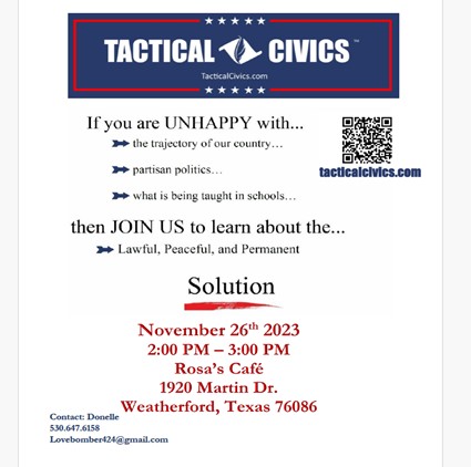 Weatherford. Texas - Nov 26, 2023 - Tactical Civics