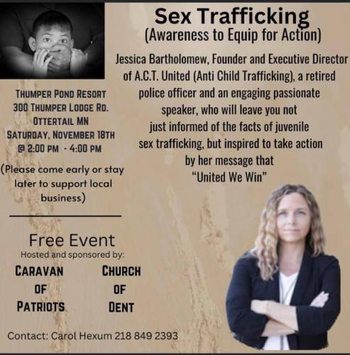 Ottertail, Minnesota - Nov 18, 2023 - Sex Trafficking - Awareness to Equip for Action