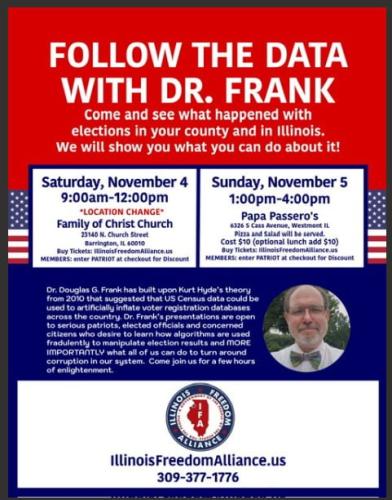 Crystal Lake and Westmont, Illinois - Nov 4 & 5, 2023 - Follow the Date with Dr. Frank