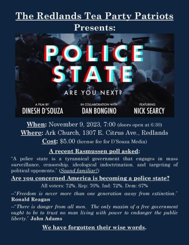 Redlands, California - Nov 9, 2023 - Viewing of Police State - Ae You Next