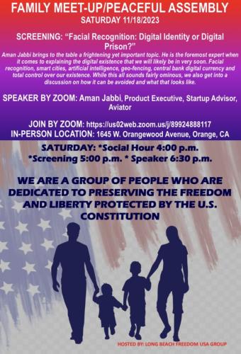 Orange, California - Nov 18, 2023 - Long Beach Freedom - Family Meet-Up - Peaceful Assembly