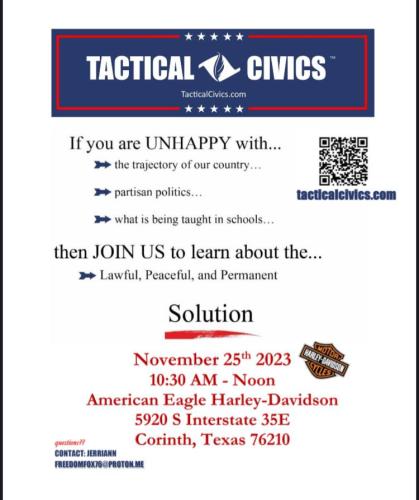 Corinth, Texas - Nov 25, 2023 - Tactical Civics