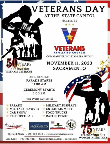 Sacramento, California - Nov 11, 2023 - Veterans Day at the State Capital