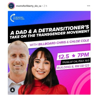 San Luis Obispo, California - Dec 5, 2023 - TPUSA - A Dad and a Detransitioner's Take on the Transgender Movement