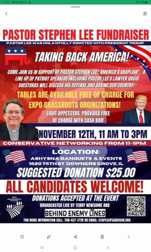 Downers Grove, Illinoise - Nov 12, 2023 - Fundraiser for Pastor Stephen Lee