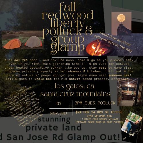 Los Gatos, California - Nov 7, 2023 - Fall Redwood Liberty Potluck and Group Glamp