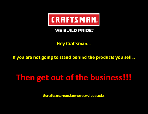 craftsman customer service sucks
