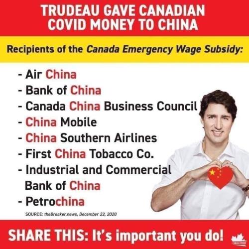 Canadian money to China