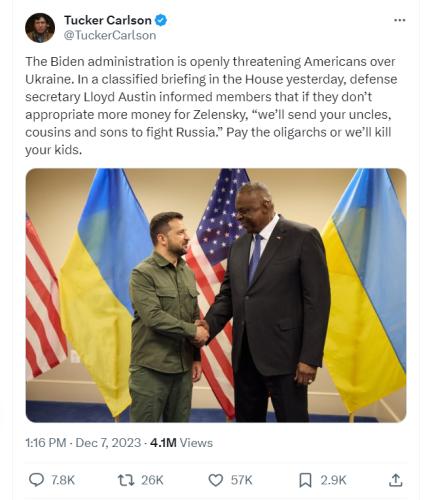 Tucker Carlson tweet Pay the Oligarchs