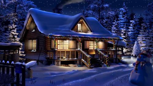 Beautiful Winter Home in Snow