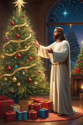 Jesus blessing Christmas Tree