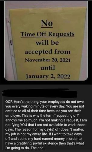 no time off