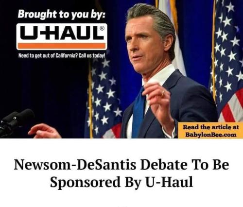 Newsom DeSantis debate sponsored by Uhaul