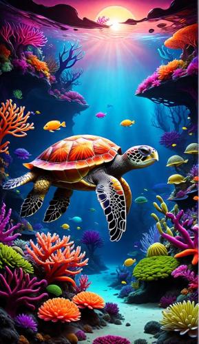 Sea Turtle Ocean Floor