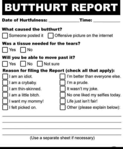 butt hurt report