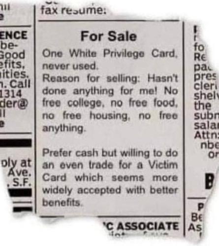 White Privlege Card