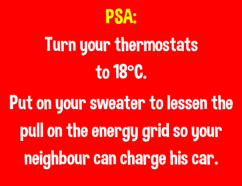 charge your car wear a sweater