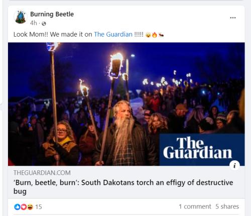 Burning Beetle makes it to the Guardian