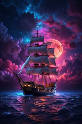 Sail Ship at Sea