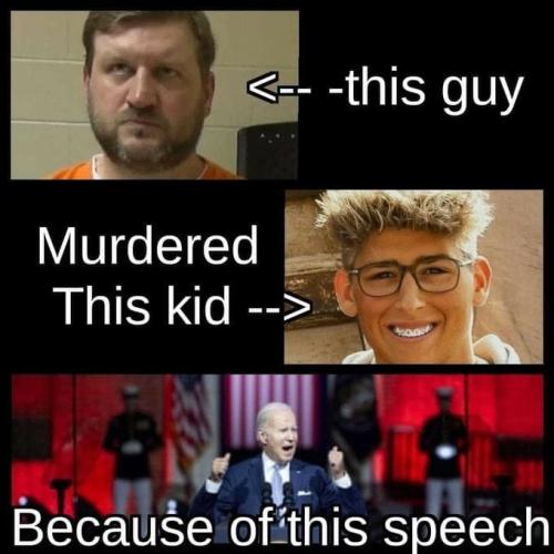 leftist hate insult dark brandon red speech murdered kid incitement car violence