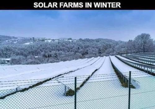 solar farms in  winter