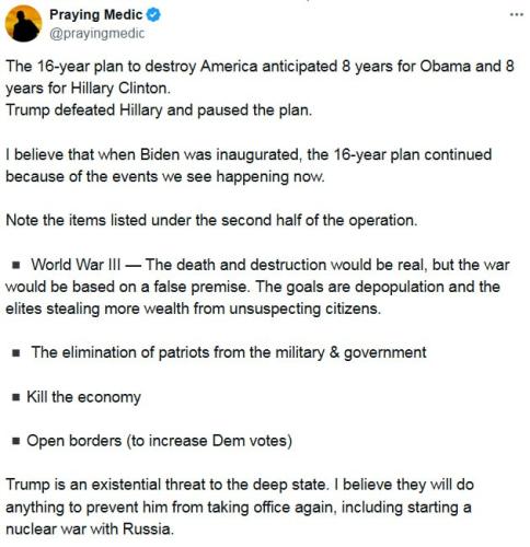 16 year plan to destroy America Praying Medic
