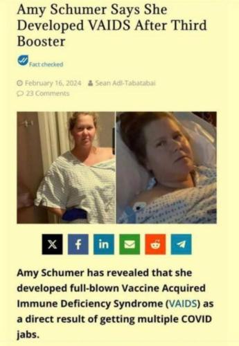 Amy Schumer developed VAIDS after 3rd booster