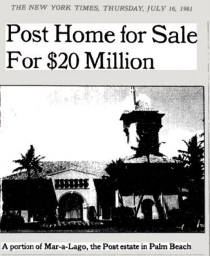 Mar a Lago for sale 1981