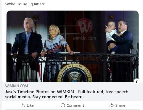 White House squatters wimkin share on facebook