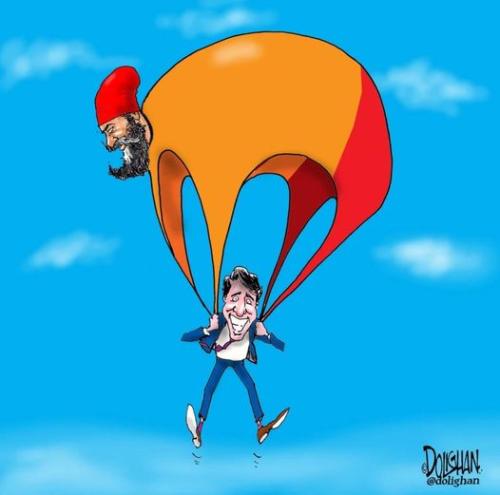 parachuted