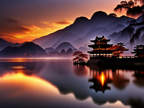 Serene Sunset on Lake