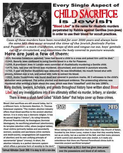 every single aspect of child sacrafice is jewish