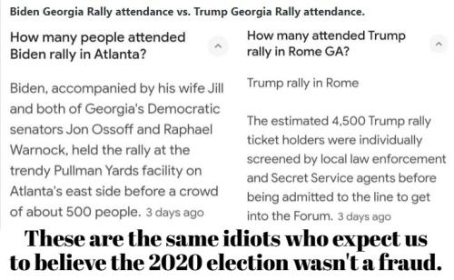 Biden Georgia Rally attendance vs. Trump Georgia Rally attendance.
