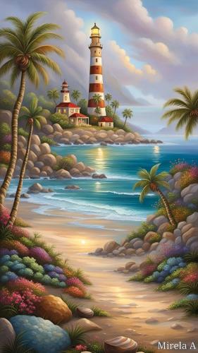 ! Tropical Lighthouse Beach Vista