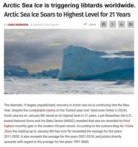 Arctic Sea Ice is triggering libtards worldwide.