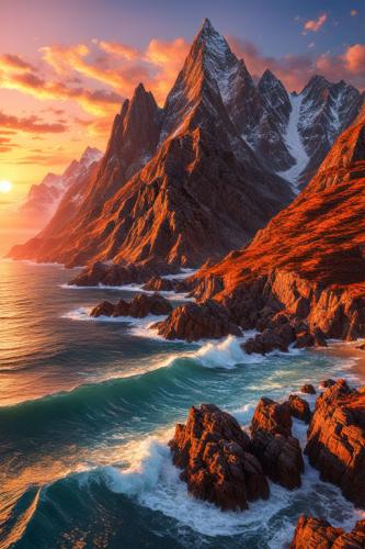 Beach Water and Mountains